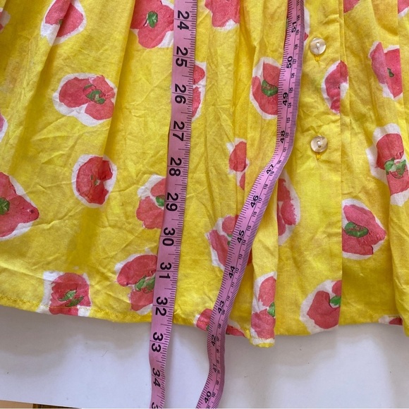 de Loreta || Thalia Mini Dress Begonia Drop Waist Shirt Dress Floral Yellow XS - Picture 6 of 8